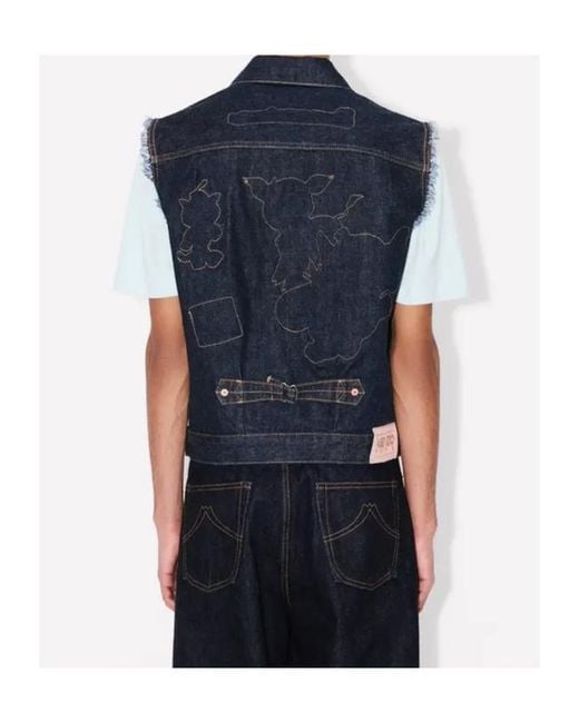 KENZO Blue Badges' Cut Off Trucker for men