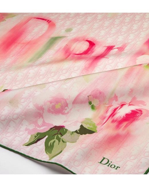 Dior Pink Painted Roses90 Square Scarf