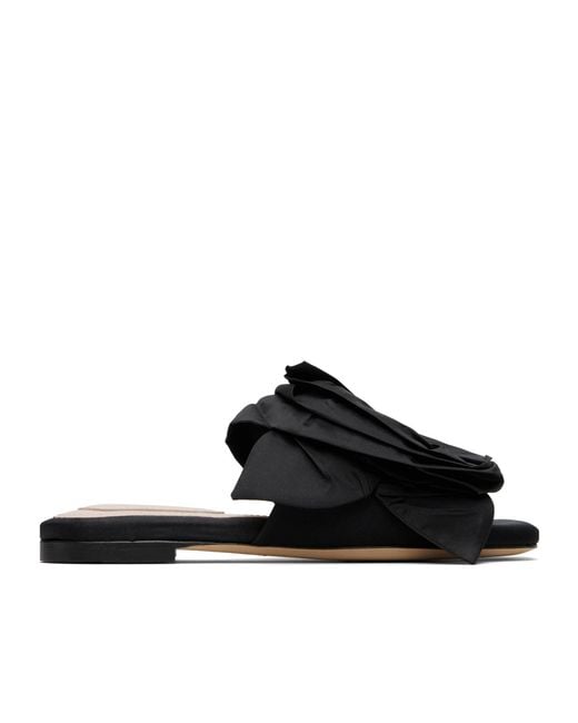 Simone Rocha Black Floral Appliqué Slippers