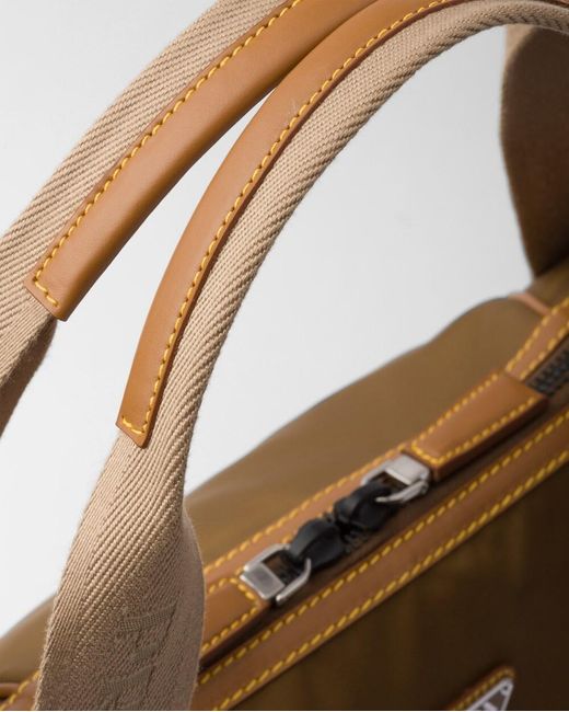 Prada Brown Re-Nylon Zipped Duffle Bag for men