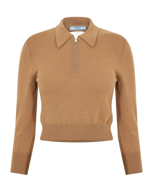 Prada Natural Ribbed-Knit Sweater