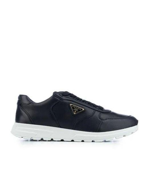 Prada Blue Triangle-Logo Lace-Up Sneakers