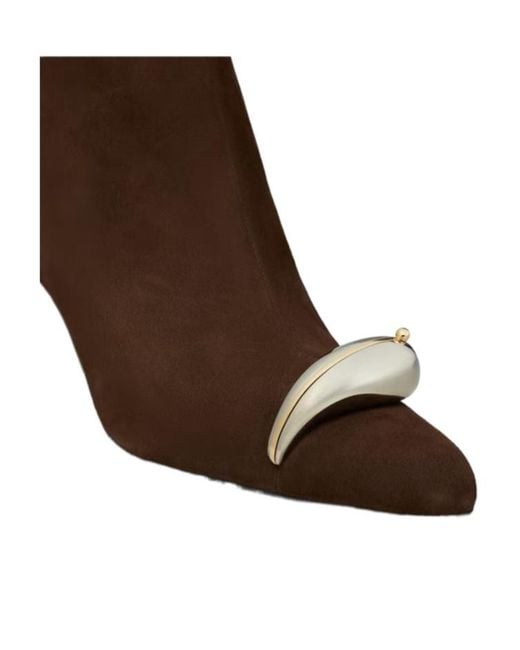 Tory Burch Brown Pierced Heeled Ankle Boots