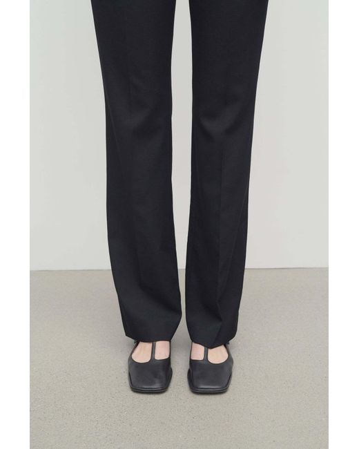 The Row Black Square T-Strap Flat Shoes