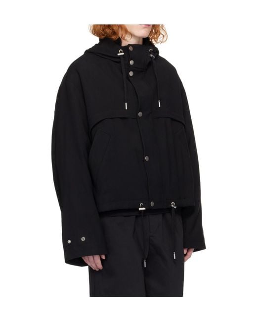 AMI Black Drawstring Hooded Jacket for men