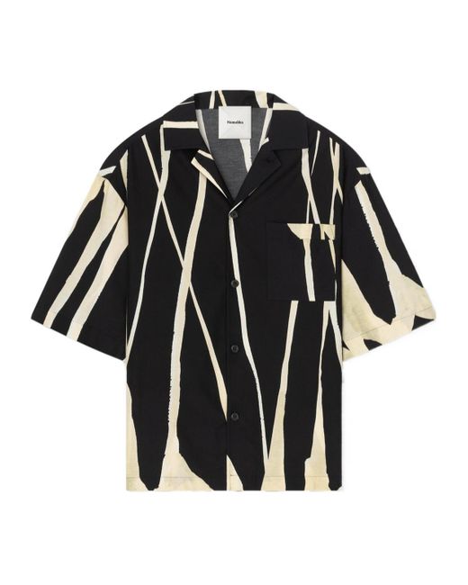 Nanushka Black Short-Sleeve Abstract-Print Shirt for men
