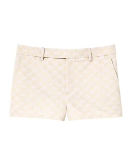 Gucci Natural Gg Cotton Gabardine Shorts