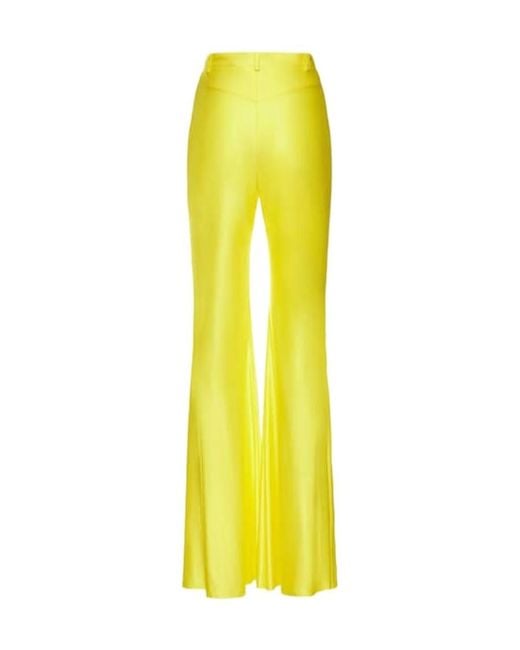 Alexandre Vauthier Yellow Shiny Jersey High-Rise Bell-Bottom Pants