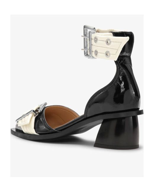 Ganni Metallic Buckled Open Cut Pumps