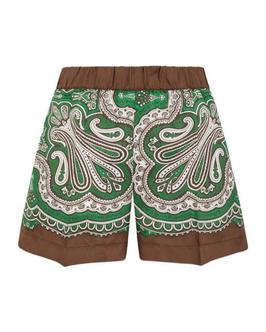 P.A.R.O.S.H. Green Paisley Print Shorts