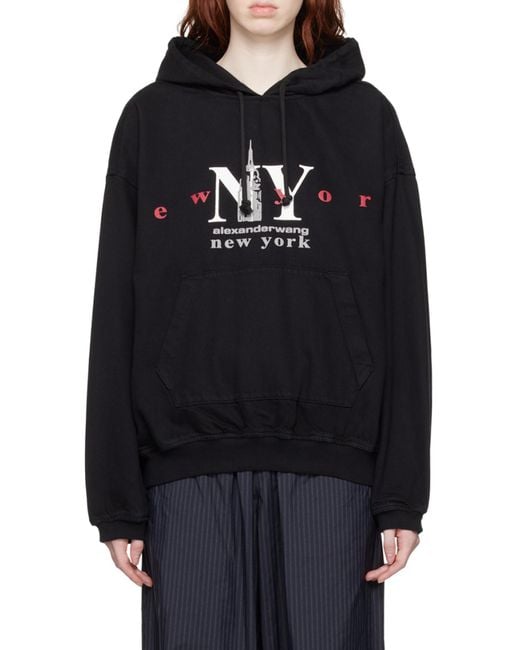 Alexander Wang Black Logo Embroidered Hoodie