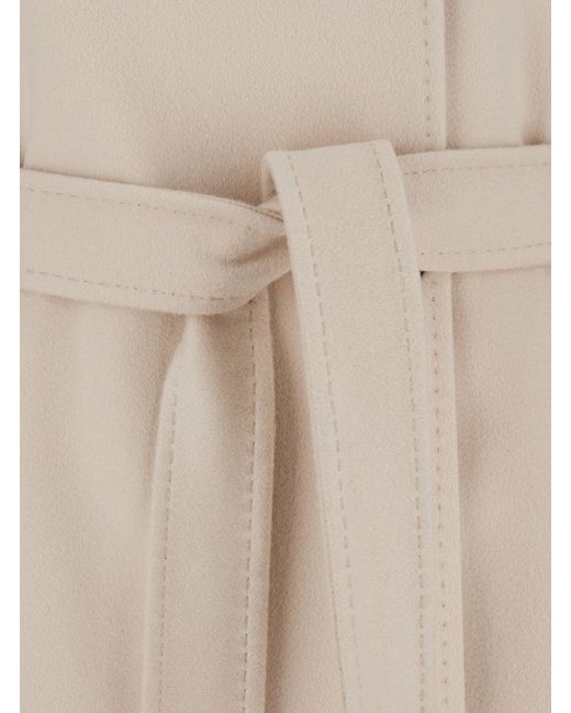Max Mara Natural 'Ecollag' Belted Coat With Collar With Buttons In