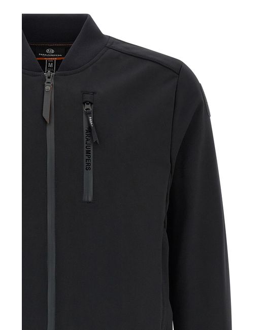 Parajumpers Black Mckay Zip-Front Logo-Patch Sweatshirt for men
