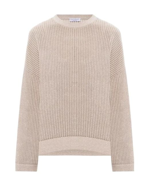 Brunello Cucinelli Natural Ribbed Sweater