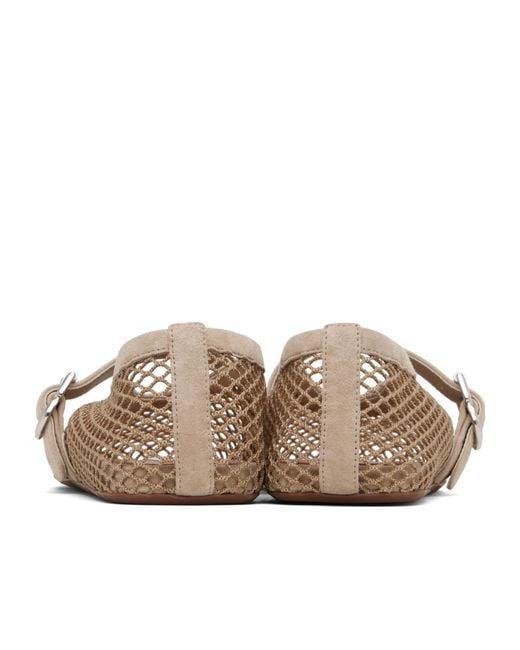 Alaïa Brown Alaïa Fishnet Buckled Ballet Flats