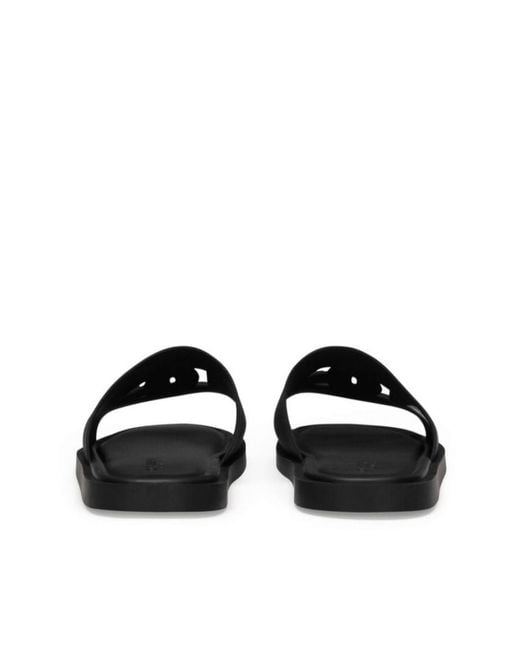 Dolce & Gabbana Black Logo Embossed Slides for men