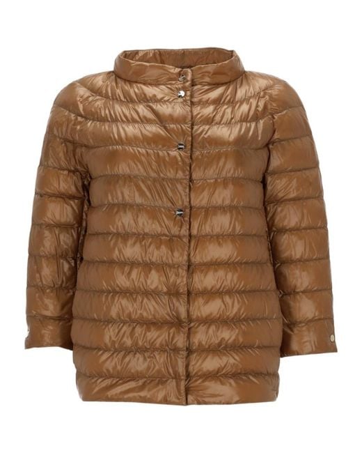 Herno Brown Button-Up Padded Jacket