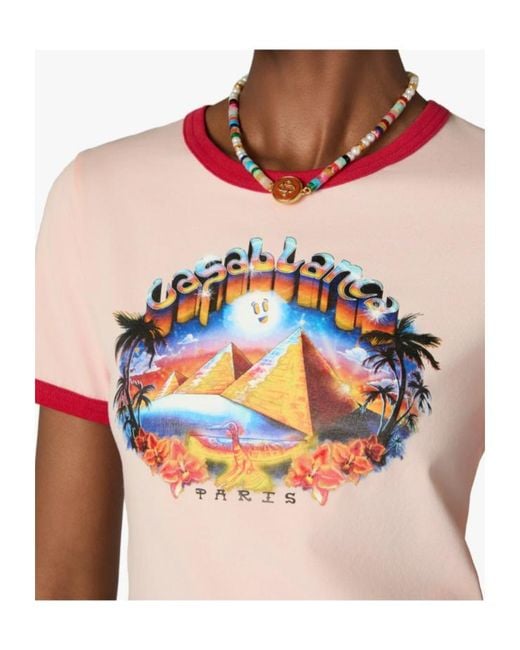Casablanca Pink Cropped Graphic T-Shirt