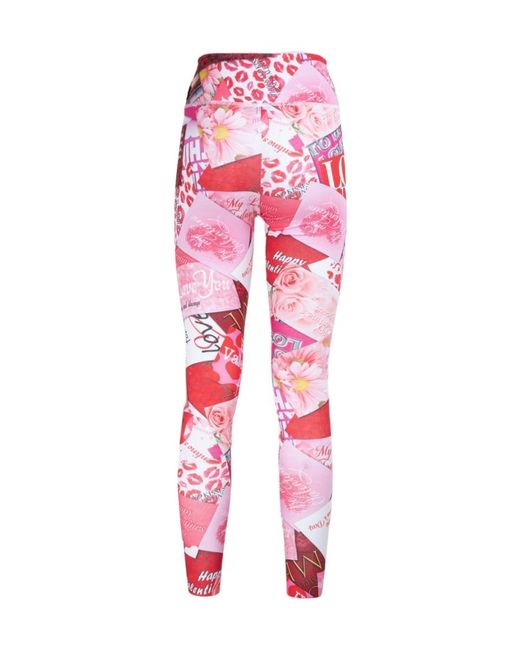 Balenciaga Red Patchwork Printed Leggings