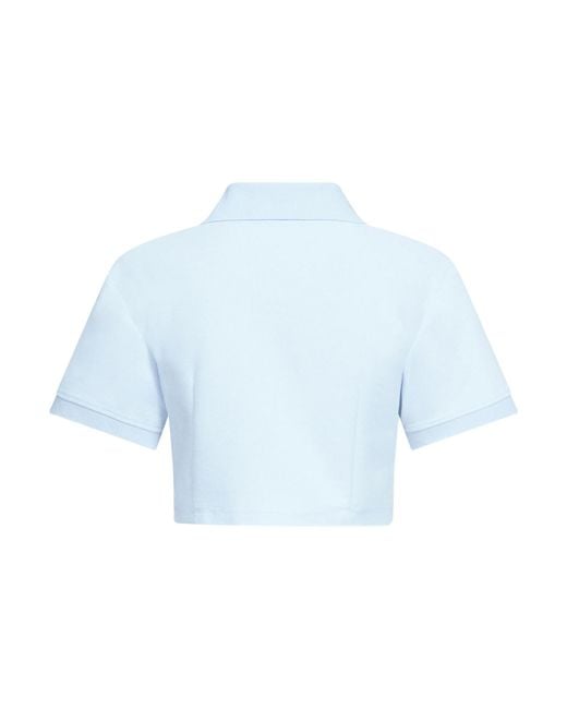 Area Blue Heart Embellished Cutout Cropped Polo Shirt