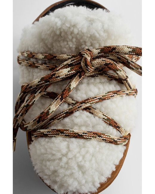 Moon Boot Brown Round Toe Slip-On Slippers