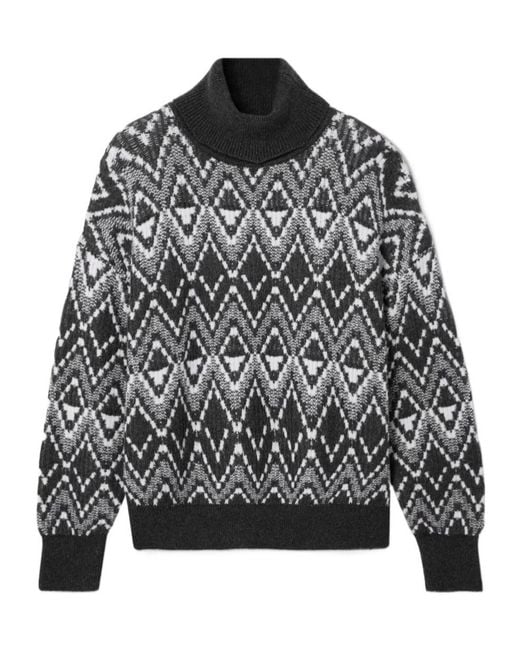 Varley Black Ida Fair Isle Knitted Turtleneck Sweater