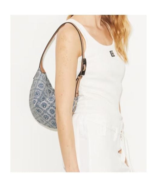 Tory Burch Gray Small Logo-Patterned Tote Bag