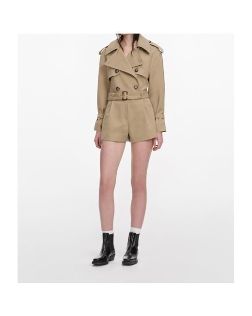 Self-Portrait Natural Belted Cropped Trench Jacket