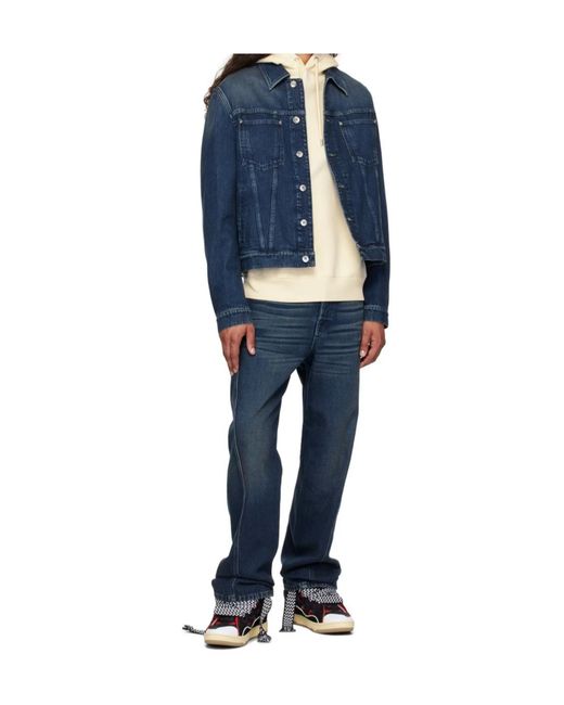 Lanvin Blue Lapel Long-Sleeved Denim Coat for men