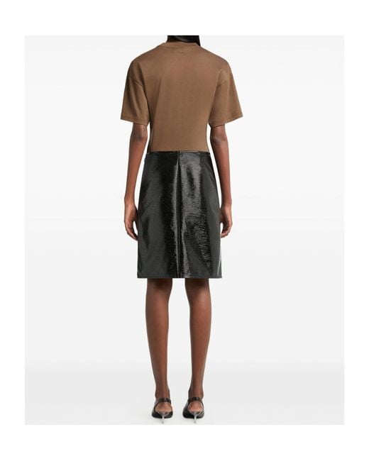 Courreges Brown Logo-Print Waisted T-Shirt