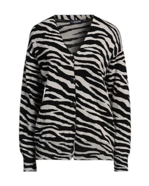 Max Mara Black Zebra-Print Lightweight Knit Sweater