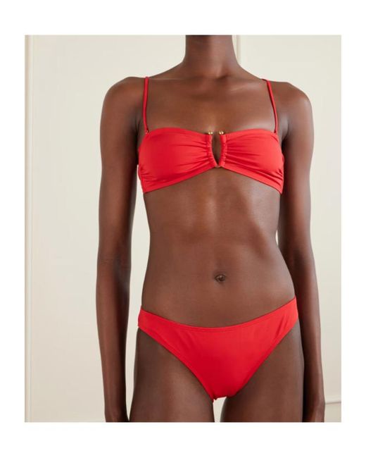 Nili Lotan Red Embellished Bikini Top
