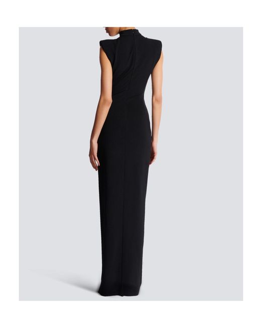Balmain Black Long Jersey Dress With Zip