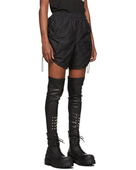 we11done Black Elasticated-Waist Shorts