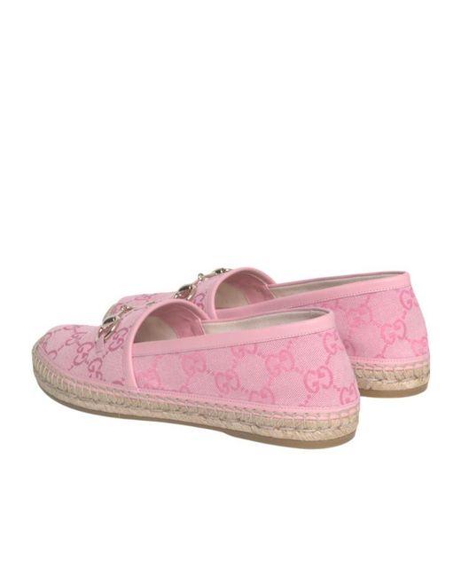 Gucci Pink With Horsebit Espadrilles
