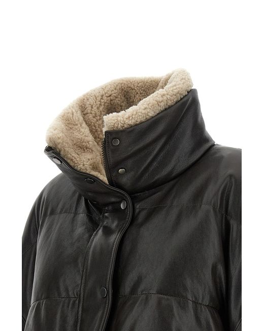 Brunello Cucinelli Black Padded Leather Jacket
