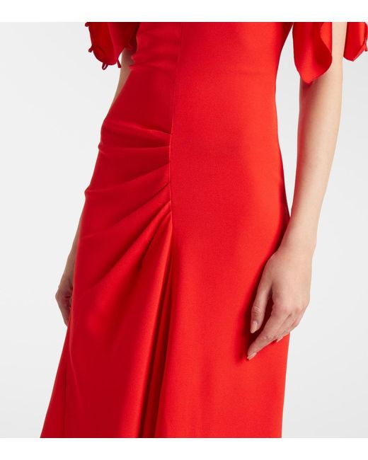 Victoria Beckham Red Asymmetric Draped Maxi Dress