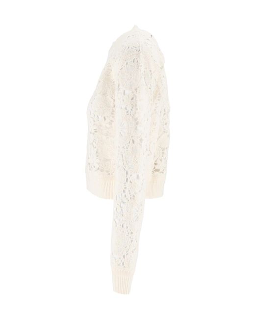 Ermanno Scervino White Floral-Lace Sweater