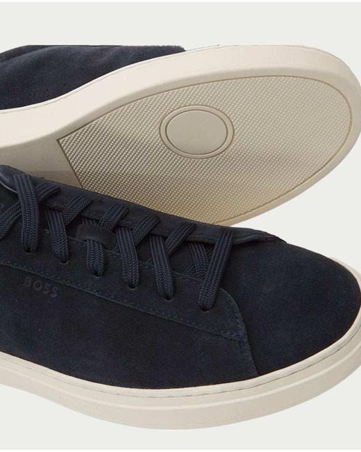 Boss Blue Kieran Suede Lace-Up Sneakers for men