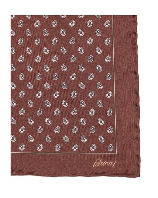 Brioni Red Printed Square Scarf for men