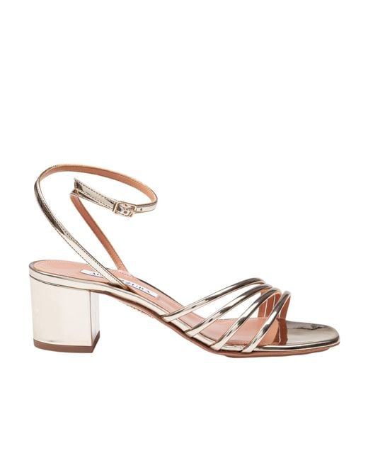 Aquazzura Metallic 50Mm Latour Block-Heel Sandals
