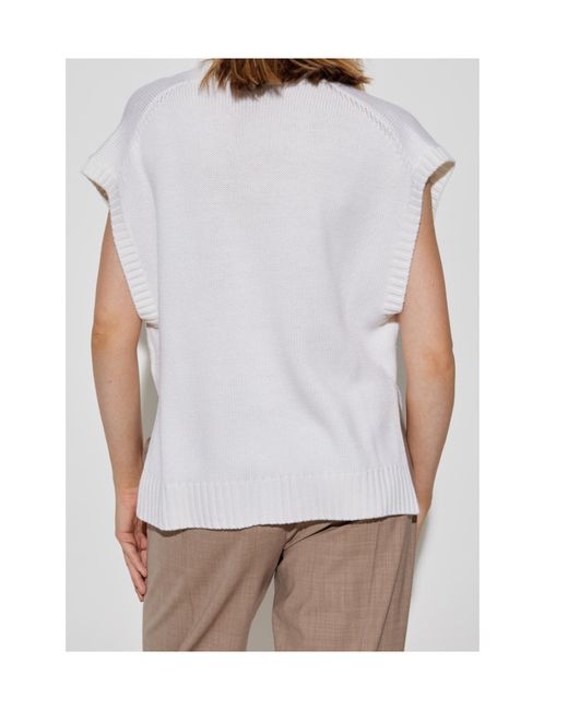 Fabiana Filippi White V-Neck Knitted Cardigan