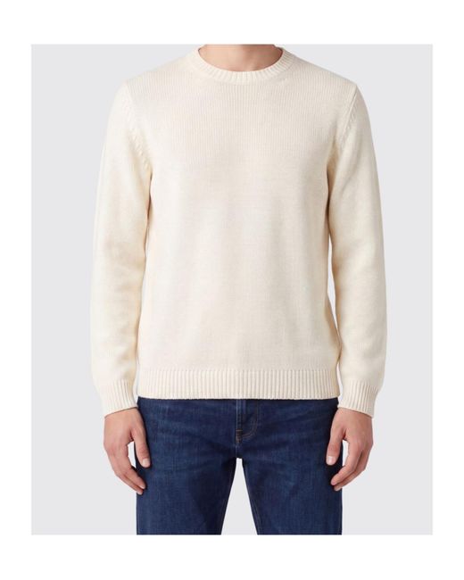 Roberto Collina White Ribbed Crewneck Knit Sweater for men