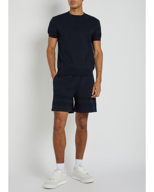 Givenchy Blue Textured Knit Cotton-Blend Shorts for men