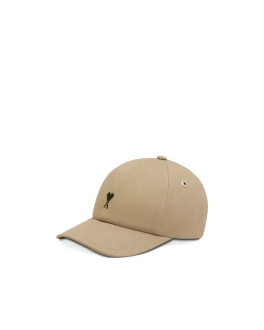 AMI Natural Ami Logo Embroidered Curved Peak Cap for men