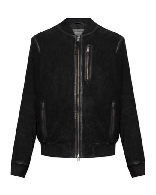 AllSaints Black Suede Bomber Jacket for men