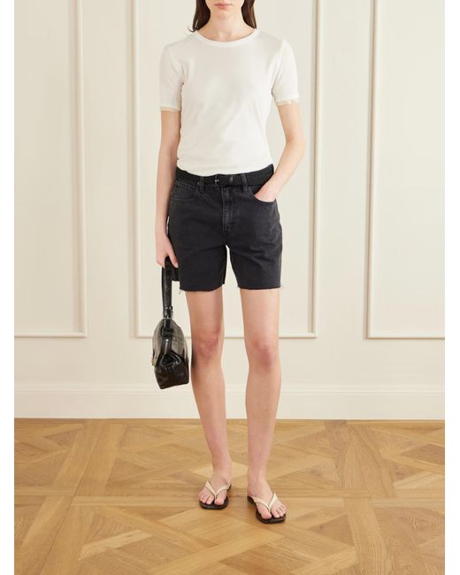SLVRLAKE Denim Blue Sienna Frayed Denim Shorts