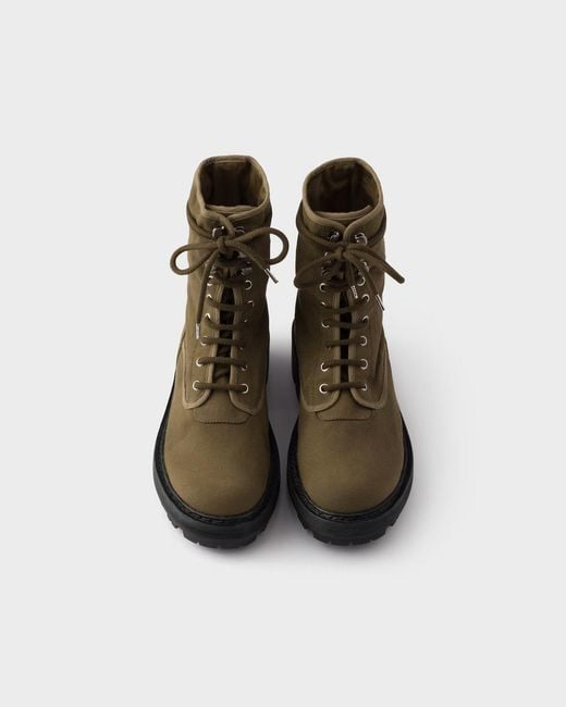 Prada Brown High-Top Lace-Up Boots
