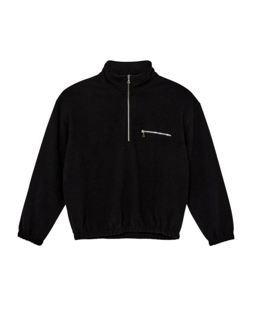Rier Black Half-Zip Wool Sweatshirt for men