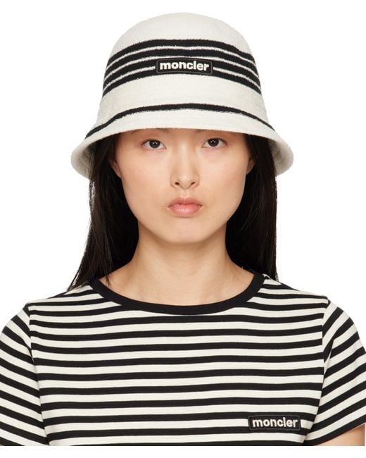 Moncler Black Off- & Striped Bucket Hat